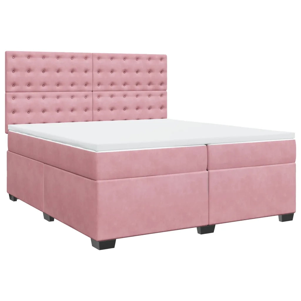 Giroletto a Molle con Materasso Rosa 200x200 cm in Velluto 3293319