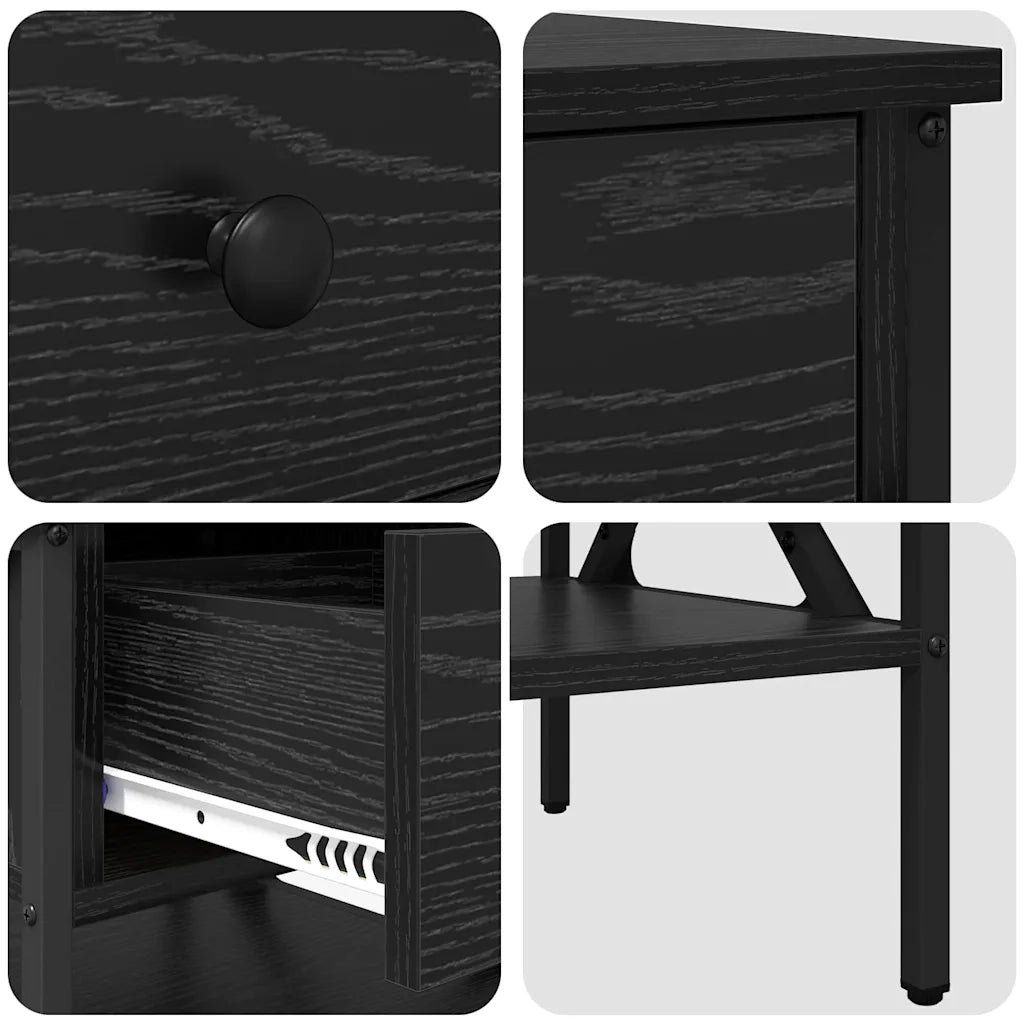 Comodino | Armadio da Notte | Mobiletto da notte con cassetto Rovere nero 40 x 42 x 45 cm