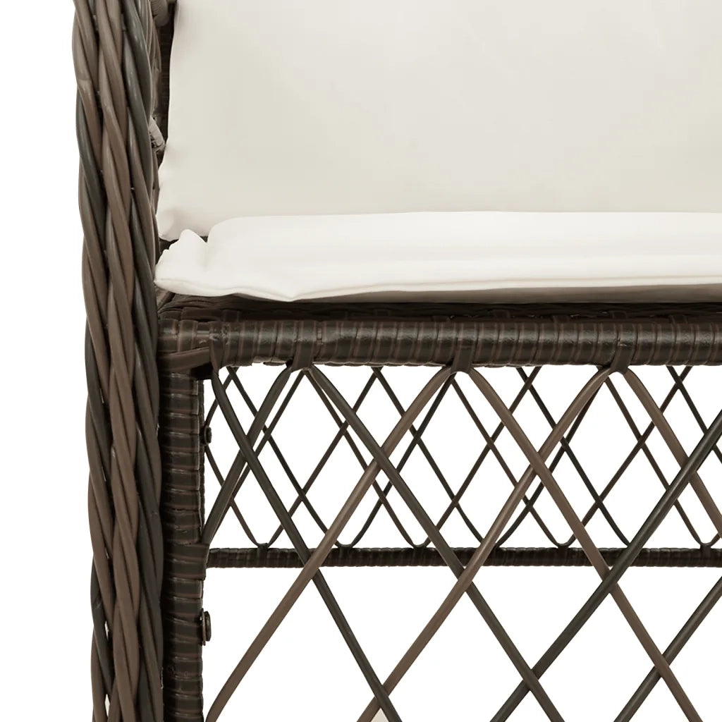 Set da Pranzo da Giardino 7pz con Cuscini in Polyrattan Marrone