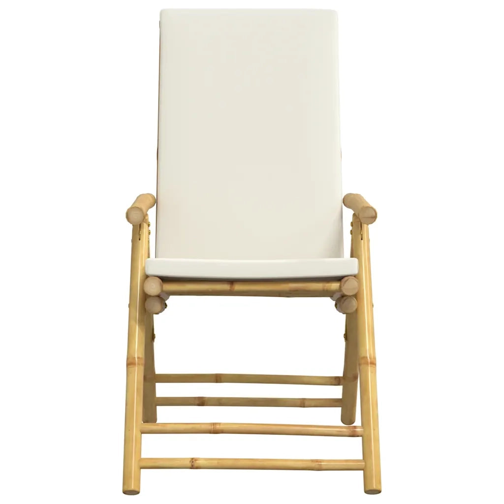 Sedie da Giardino Reclinabili 4 pz Cuscini Bianco Crema Bambù 3208927