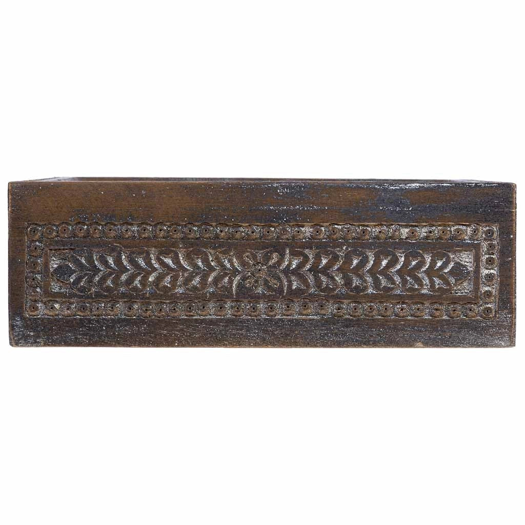Scatola in legno con finitura artigianale marrone anticato 29x20x09h cm