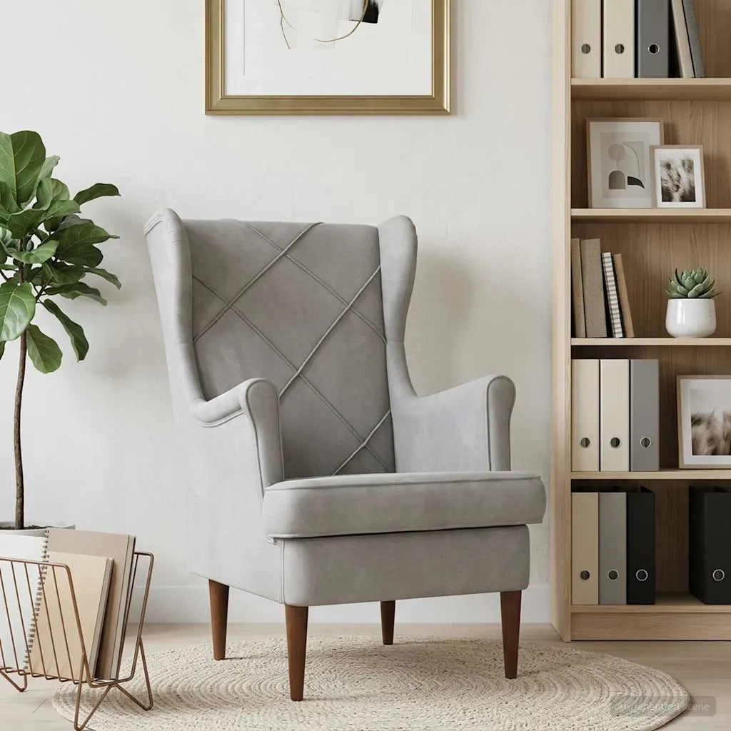 Poltrona-Divano Sedia-Poltroncina Grigio Chiaro Velluto 160084