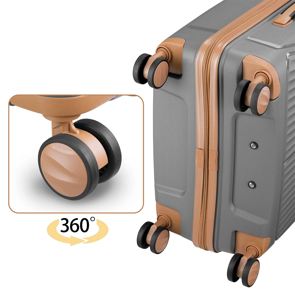 Set 3 Valigie Rigide 90-59-38L Ruote Easy Roll Manico Telescopico in ABS Grigio