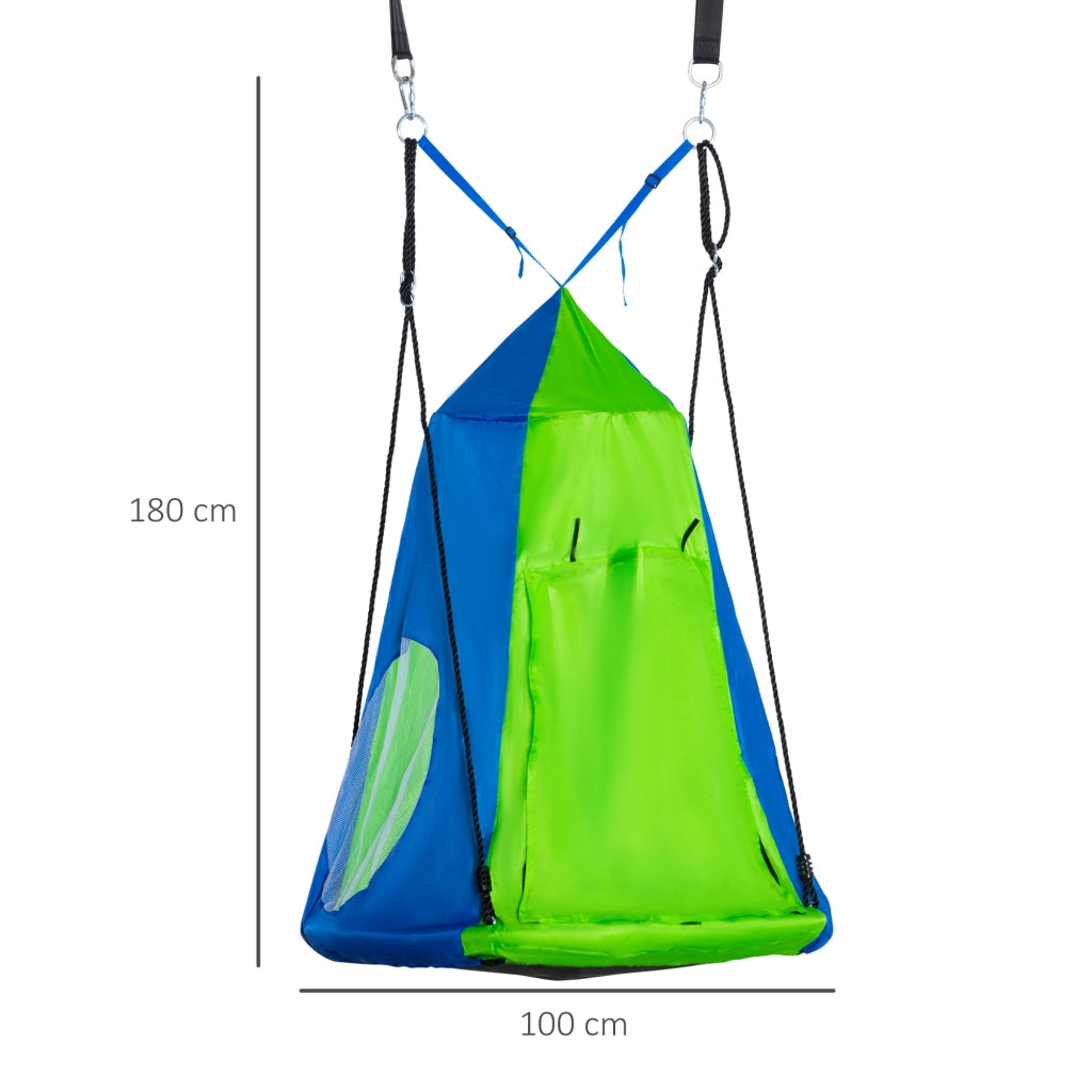 Altalena Nido d'Uccello Rotonda con Copertura ¨C zephmum ¨C Verde e Blu