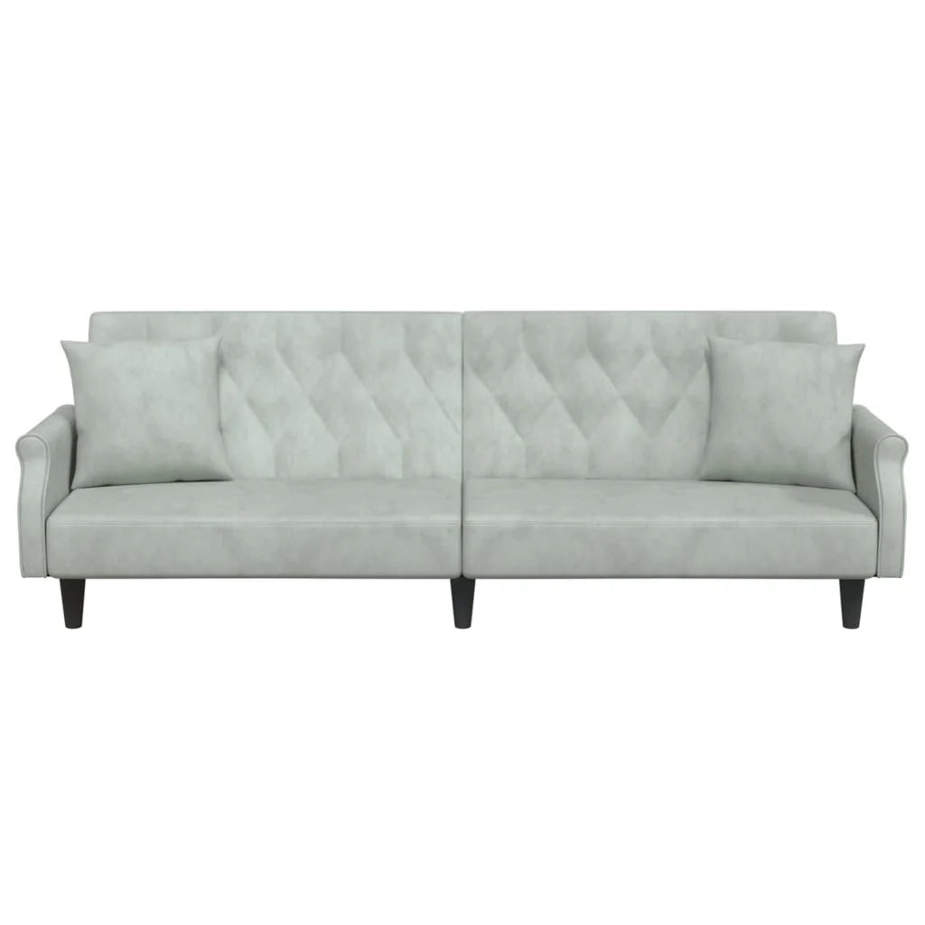 Divano letto con braccioli 216 x 89 x 70 cm velluto grigio chiaro 02_0021014
