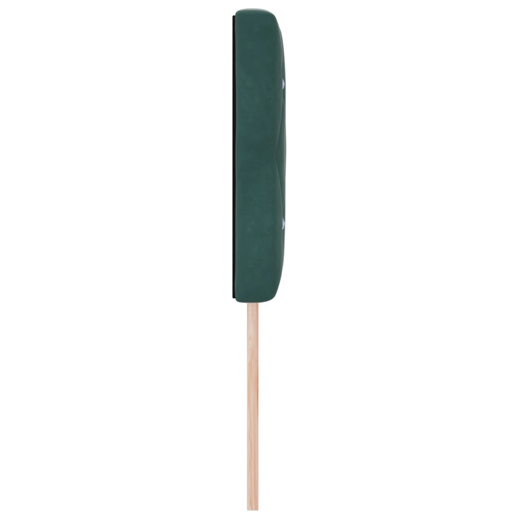 Testiera con Bottoni a Cristallo, Trapuntata, Verde Scuro, 140 cm, in Velluto