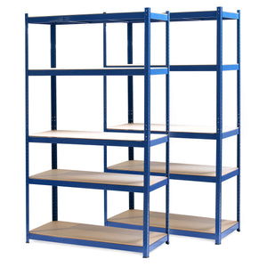 Set 2x Scaffali a incastro per carichi pesanti Blu 100x60x200cm 5 ripiani 200kg/piano