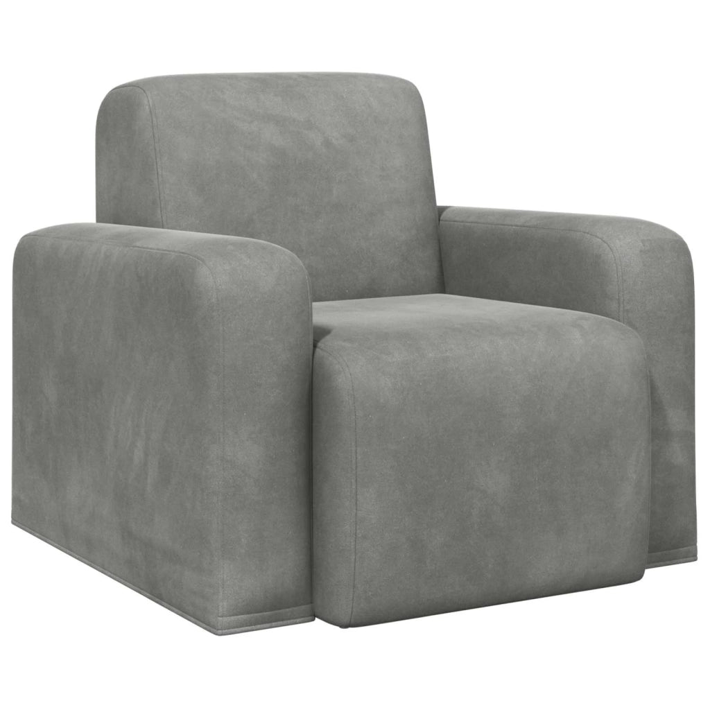 Poltrona-Divano Sedia-Poltroncina Grigio Chiaro Velluto 896214