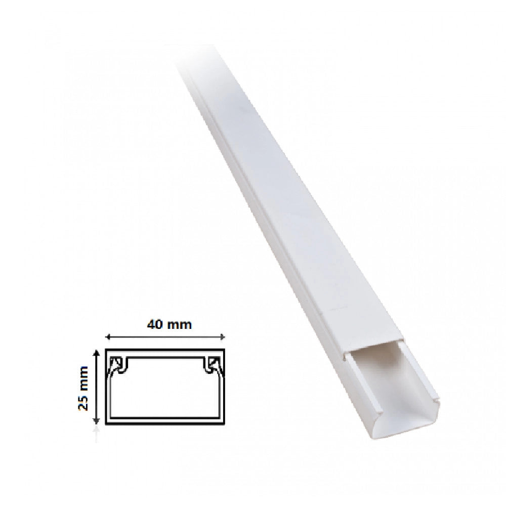 Trade Shop - 2 Canalina Elettrica Passacavi Plastica Ct2 2mt 40x25mm Bianca Copertura 5624025 -