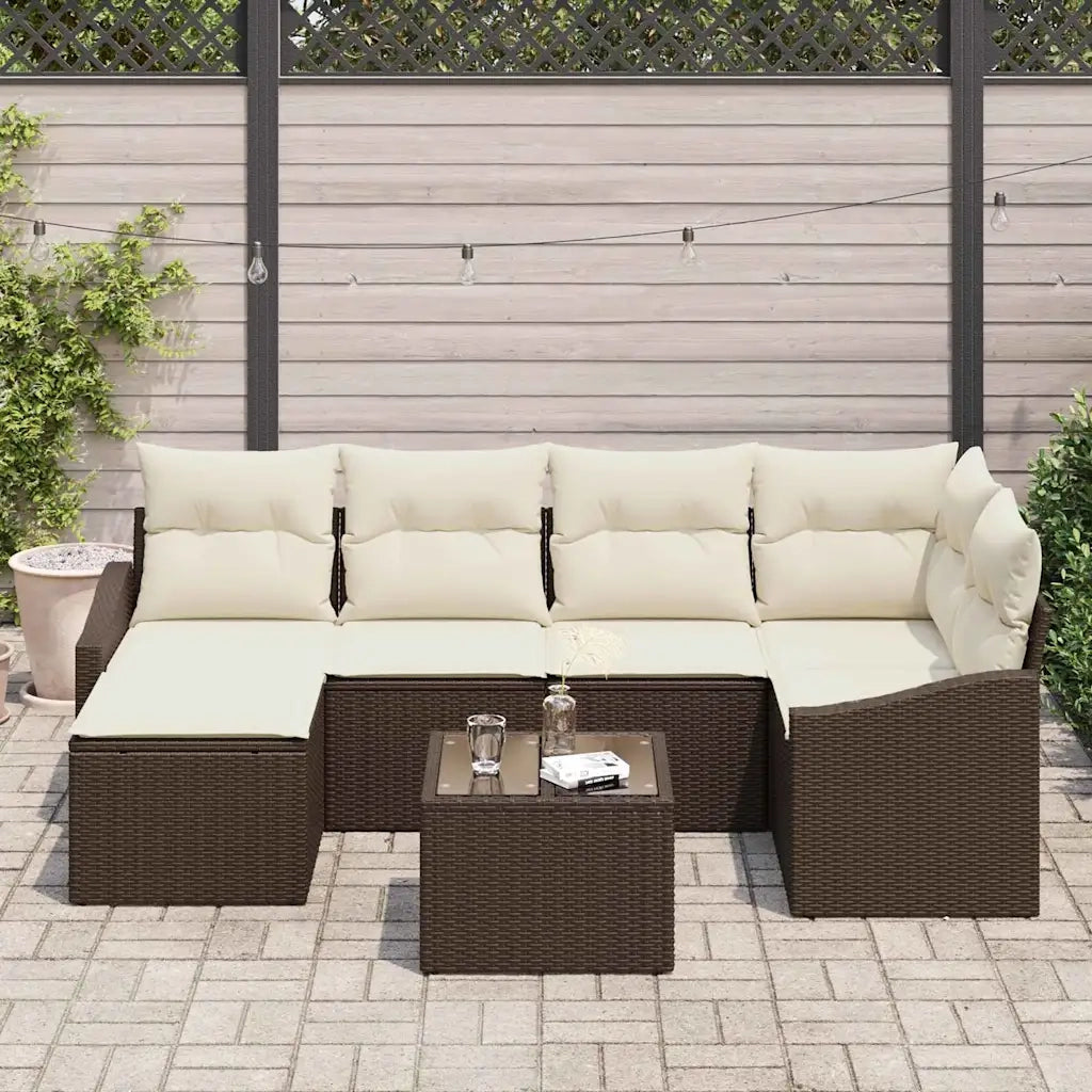 Set di divani con cuscino 7 pcs Marrone polyrattan 3346798