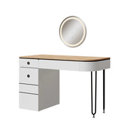 Vicco Tavolo da toilette Bianco/legno naturale 120 cm con specchio LED