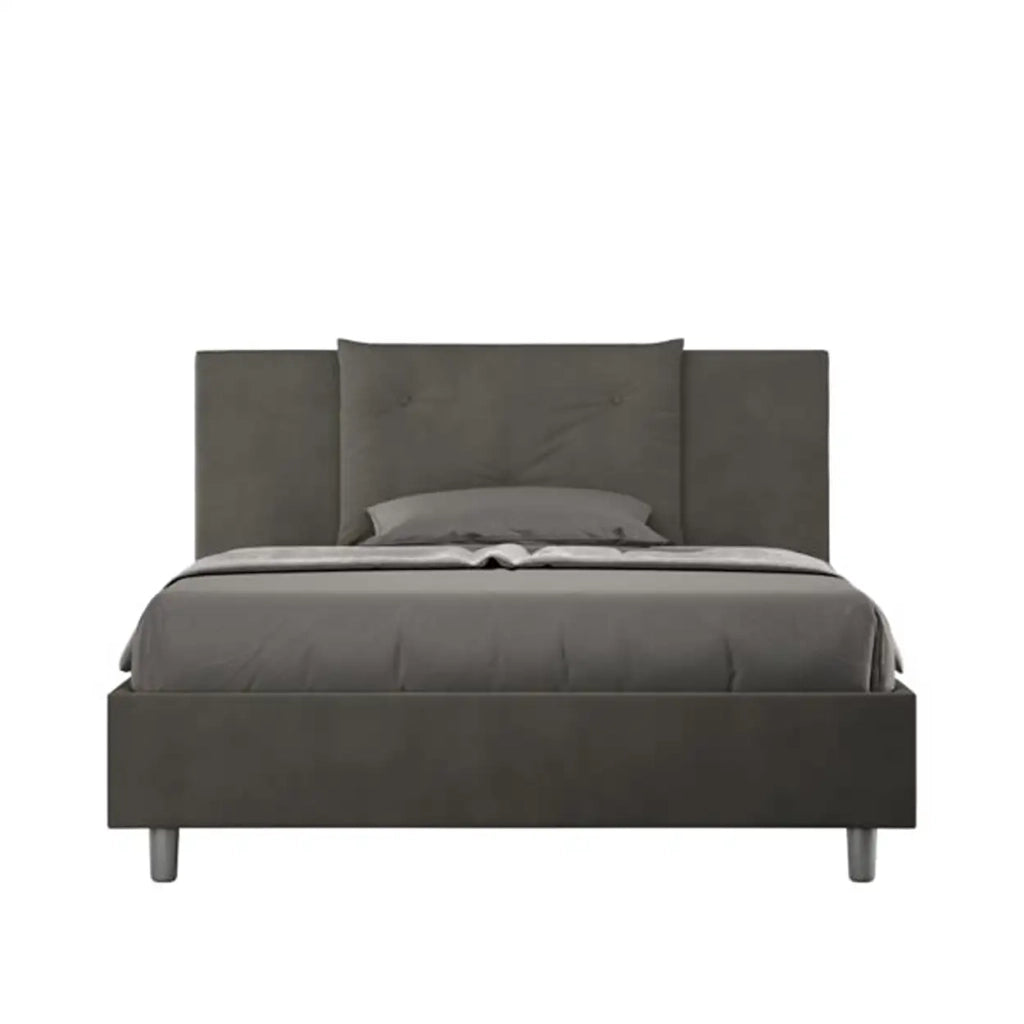 Letto matrimoniale francese senza rete imbottito 140x210 microfibra grigio Appia