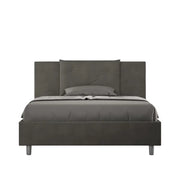 Letto matrimoniale francese senza rete imbottito 140x210 microfibra grigio Appia