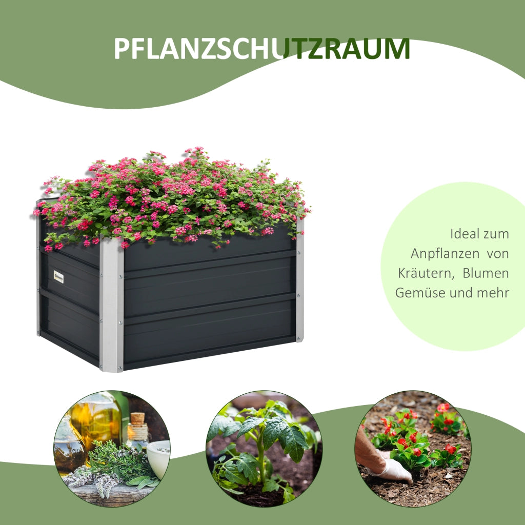 Hochbeet da giardino in acciaio ¨C zephmum ¨C grigio scuro 66x47x40 cm