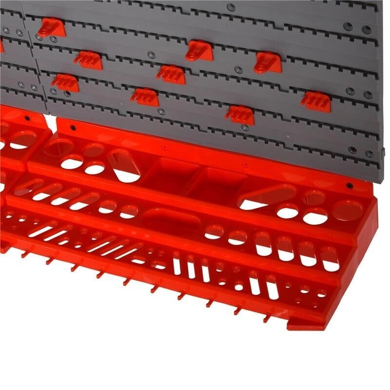 CONTENITORE PORTAUTENSILE CON 50 GANCI MONTAGGIO A MURO ROSSO GRIGO 54PZ
