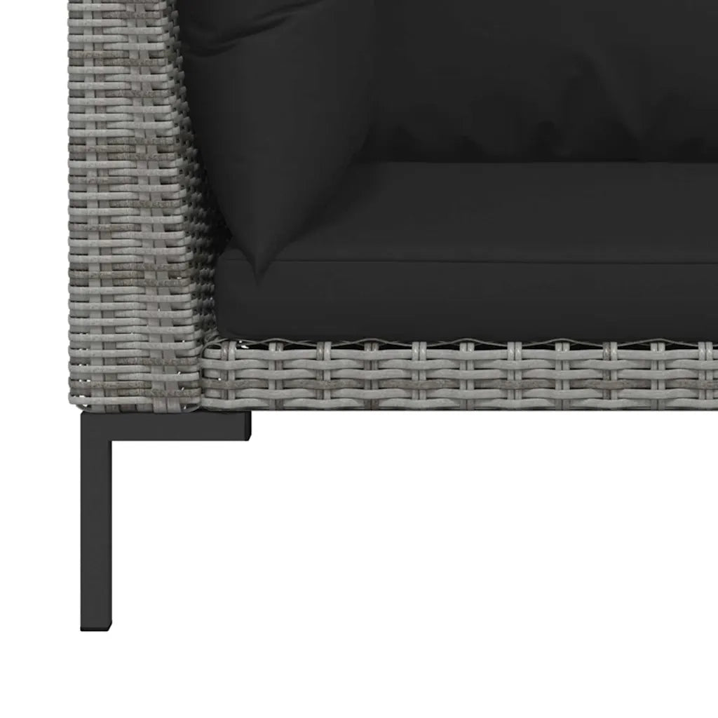 Salotto da Giardino-Set Divani da Giardino 3 pz Grigio Scuro Polyrattan Mezzo Tondo 560209