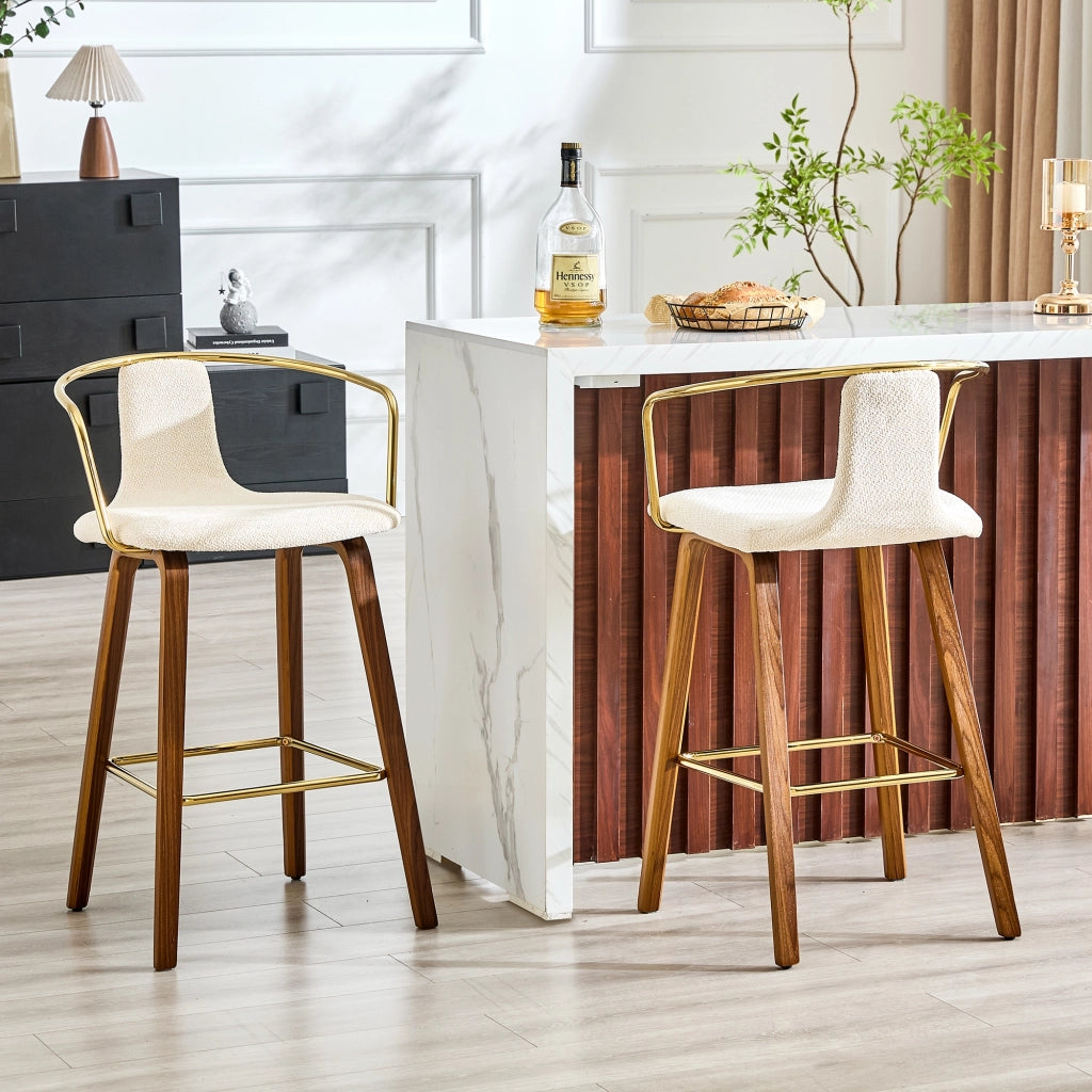 SGABELLO DA BAR Set da 2 pezzi con braccioli, bianco, legno