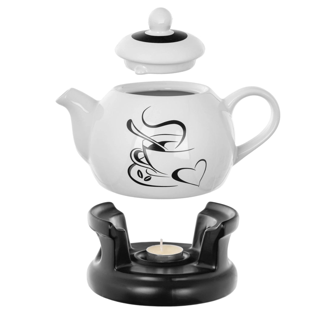 Teiera KADAX con scaldavivande, 1 litro, in ceramica, ideale come regalo.