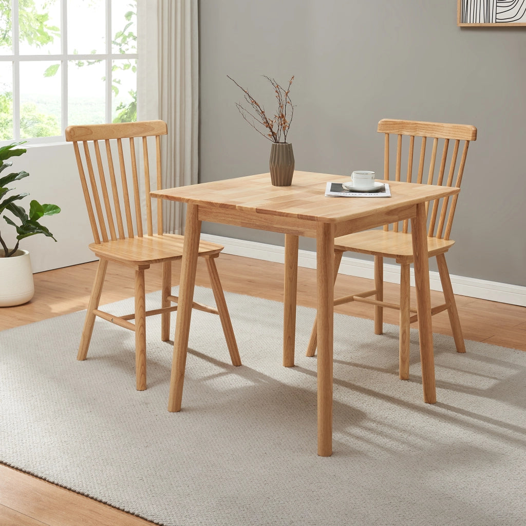Tavolo da Pranzo Klijori Tavolo da Cucina in Legno di Hevea 75x75 cm color Naturale [en.casa]