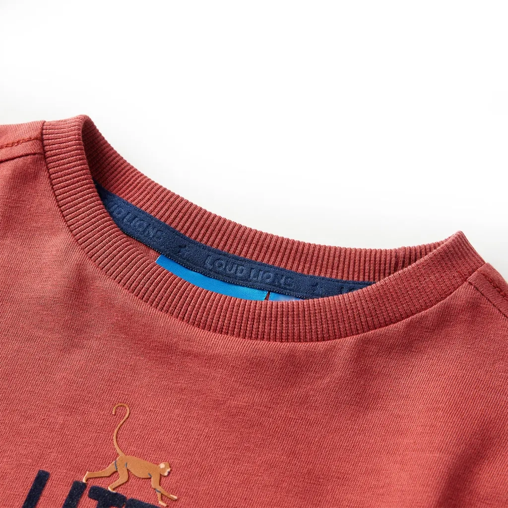 Maglietta per Bambini Maniche Lunghe Rosso Bruciato 128cod mxl 84098