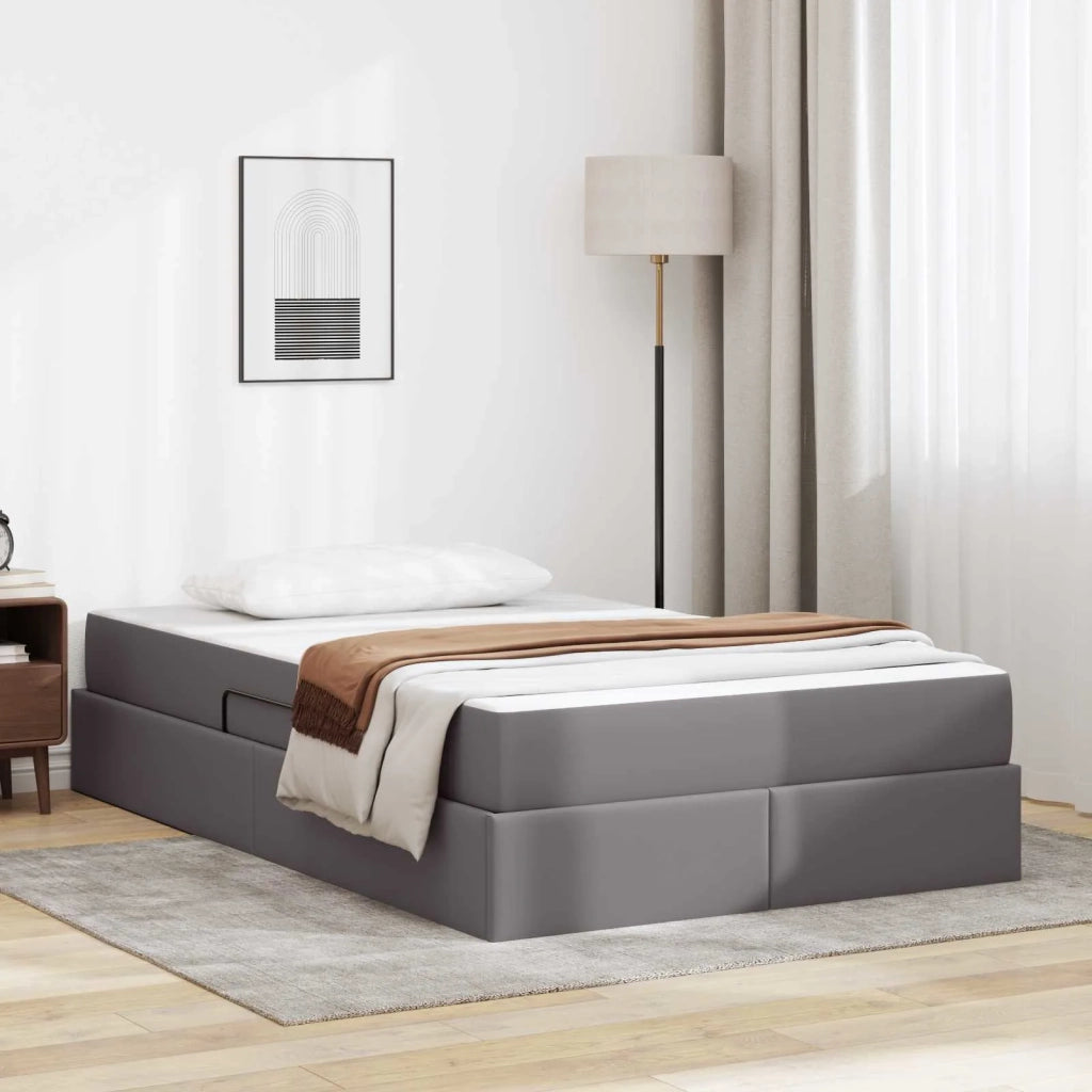 Letto con contenitore e materasso 2 pcs Grigio Pelle 3399602