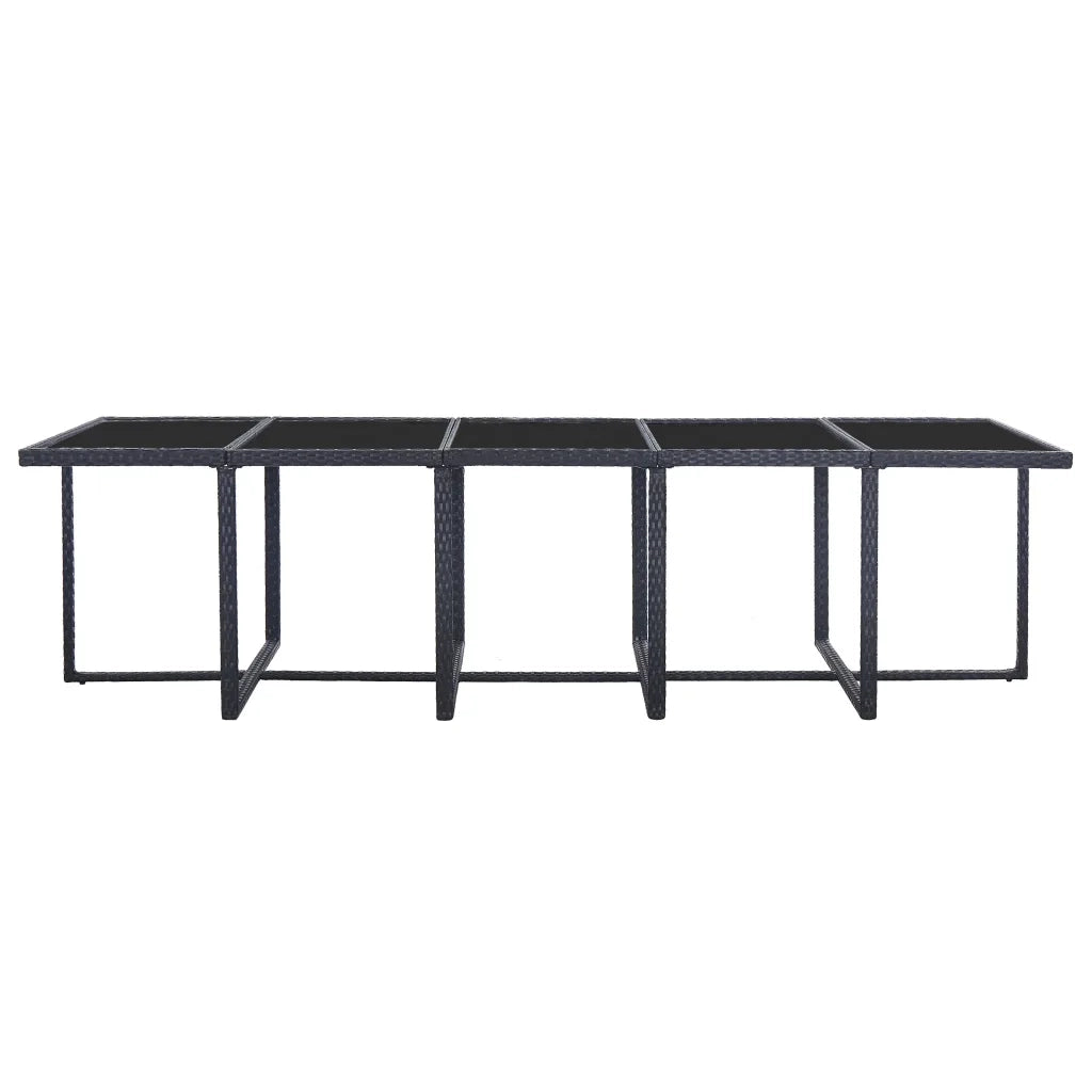 Set da Pranzo da Giardino 15 pz con Cuscini in Polyrattan Nero  cod mxl 42641