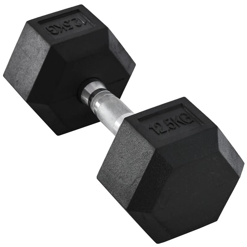 MANUBRIO DA 12.5 KG ESAGONALE SINGOLO CON IMPUGNATURA ZIGRINATA ANTISCIVOLO NERO