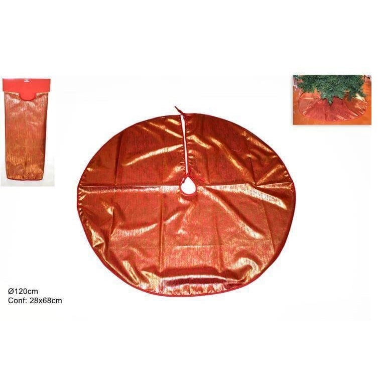 TAPPETO ALBERO 120 CM ROSSO C/FILO ORO.