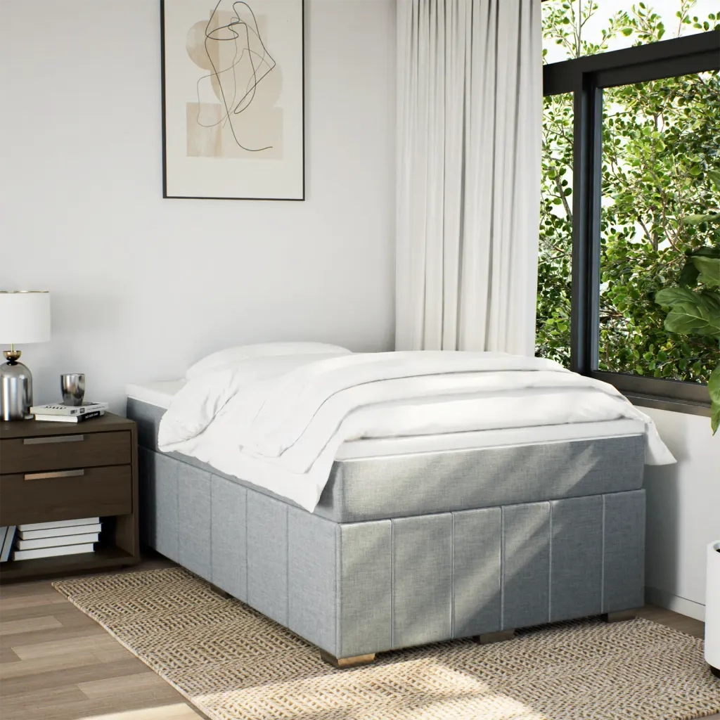 Giroletto a Molle con Materasso Grigio Chiaro 120x190cm Tessuto 3285456
