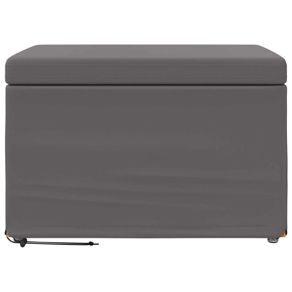 Pouf Grigio Pelle Sintetica e Legno Ingegnerizzato