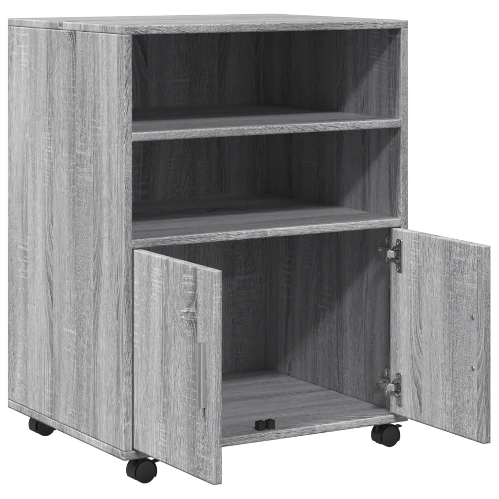 Armadietto con Ruote Grigio Sonoma 60x48x81cm in Truciolato
