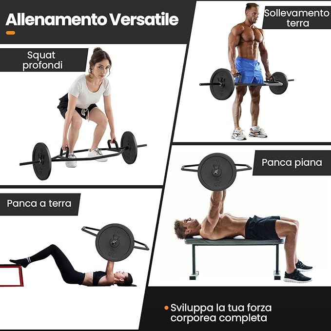 Barra della Trappola Olimpica, Olympic Hex Trap Bar in Acciaio con Maniglie Piegehvole, Barra Sollevamento Pesi, Capacità di Carico 226 kg(Nero)
