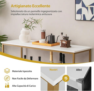 Credenza Buffet, Credenza a 3 Livelli in Legno con Mensola Aperta, 3 Scomparti, Mobile da Cucina con Telaio in Acciaio, per Sala da pranzo, Soggiorno, Cucina (Bianco)