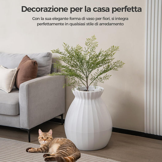 Lettiera per Gatti Smart con Rimozione Elettronica degli Odori e Sterilizzazione, Pianta Finta, Ciottoli, Tenda per la Porta, Paletta, Adatta per Gatti Grandi e Cuccioli