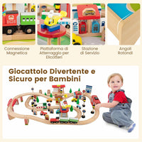 Tavolo e Set di Trenini in Legno, Tavolo Reversibile e Staccabile e Binari in Legno Massiccio, Set da Gioco Creativo 84/80 Pezzi, per Bambini 3 Anni+ (Stile 1)