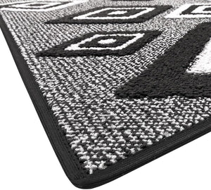 Tappeto Cucina Rombi .3D 50x135 Cm Assorbente Morbido Moderno Antiscivolo Nero