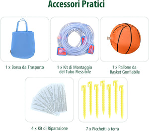 Castello Gonfiabile per Bambini con 2 Torre e Cannoni d’Acqua, Castello Gonfiabile con 2 Scivoli, Muro di Arrampicata e Canestro, Parco Acquatico per Bambini da 3+ Anni