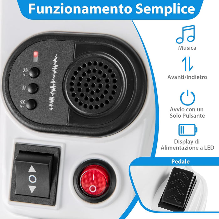 12V Giocattolo Unicorn a Cavallo, Macchina Cavalcabile con Ruote di Addestramento Modalità di Equitazione, Musica Panello LED, Cavallo a Motore per Bambini 3 Anni+ (Blu)