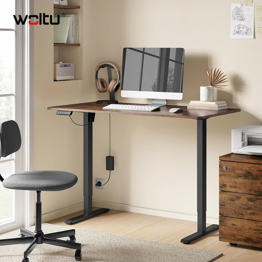 Telaio Scrivania Regolabile in Altezza, Telaio da Scrivania in Piedi, Supporto Elettrico da Tavolo, Standing Desk con 4 Funzioni Memoria, Anti-collisione, 72-120 cm, Nero