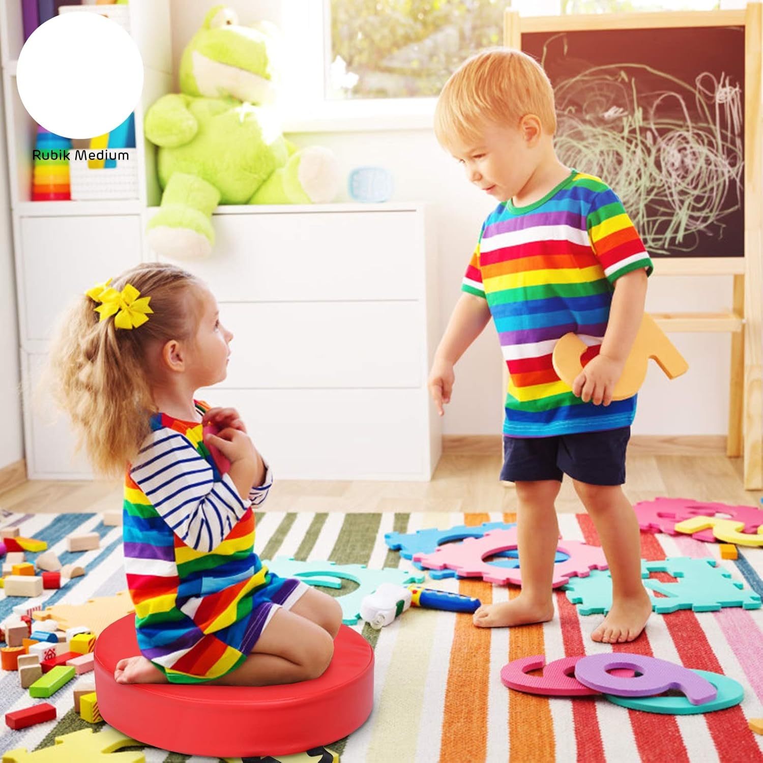 Tappeto per Bambini 6 Pezzi, Tappeto da Terra Cuscino Yoga Meditazione, per Camera da Letto e Salotto, Moderno 38x38x8cm