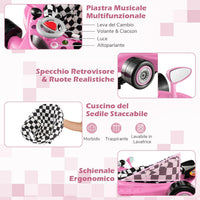 4 in 1 Girello per Bambini, Primi Bassi per Neonati con Altezza Regolabile, Girello Pieghevole con Vassoio Rimovibile, Musica e Luci, per Bambini 6+ Mesi (Rosa)