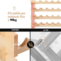 Portabottiglie per Vino in Legno, Scaffale per 72 Bottiglie di Vino, Cantinetta Porta Vino, Naturale (119 x 29 x 71,5 cm)