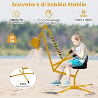 Ruspa Giocattolo per Bambini, Escavatore Cavalcabile con Controlli a 2 Mani e Pala Flessibile, Sedile Girevole a 360°, Regalo per Bambini 3 Anni+ (senza Ruote Giallo)