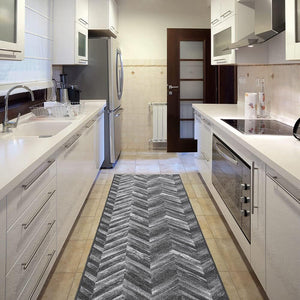 Tappeto Cucina Tessitura Piatta Effetto Parquet Antiscivolo Corridoio Bagno Grigio 50x40 cm