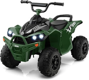 12V Quad Elettrico per Bambini, Macchina Elettrica con Velocità Alta/Bassa, Sedile Comodo Fari Corno e Musica, Auto Elettrica Cavalcabile 2,2/4,3 km/h (Verde)