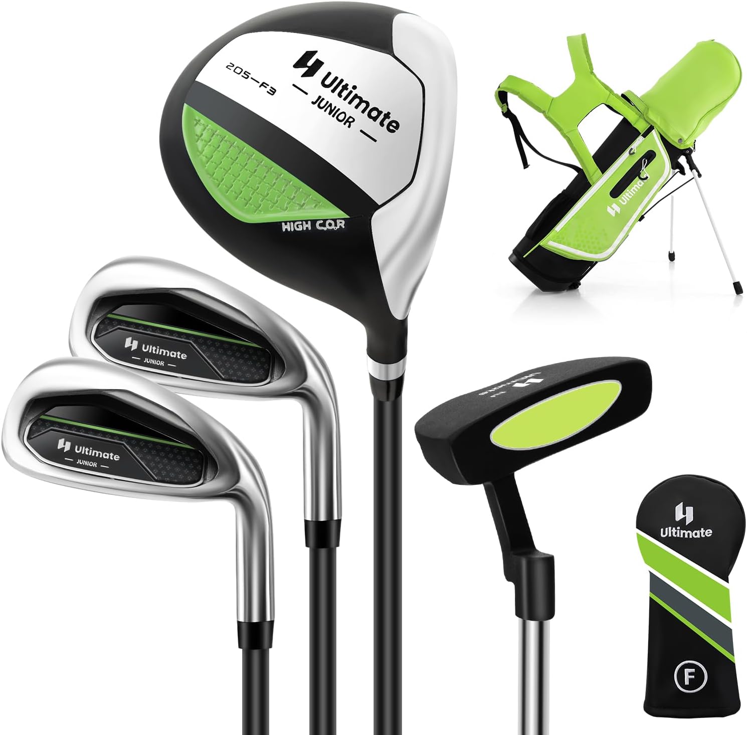 Set di Mazze da Golf per Bambini 5-7 Anni, Set Allenamento Golf con Sacca, Fodera Impermeabile, Legno di Fairway 3, Ferro 7, Ferro S e Putter per Bambini e Bambine, Destrorso