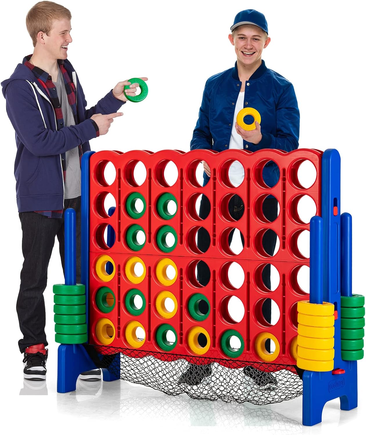 Forza 4 Gigante Mega 4 con Rete, Gioco Familiare da Interno ed Esterno per Bambini ed Adulti, 119 x 42 x 104 cm