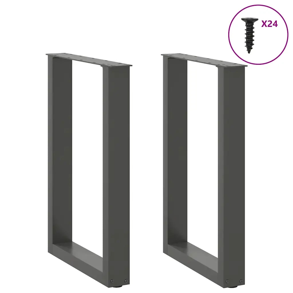 Gambe per tavolo da pranzo a forma di U 2 pz Antracite 50x(72-73) cm Acciaio