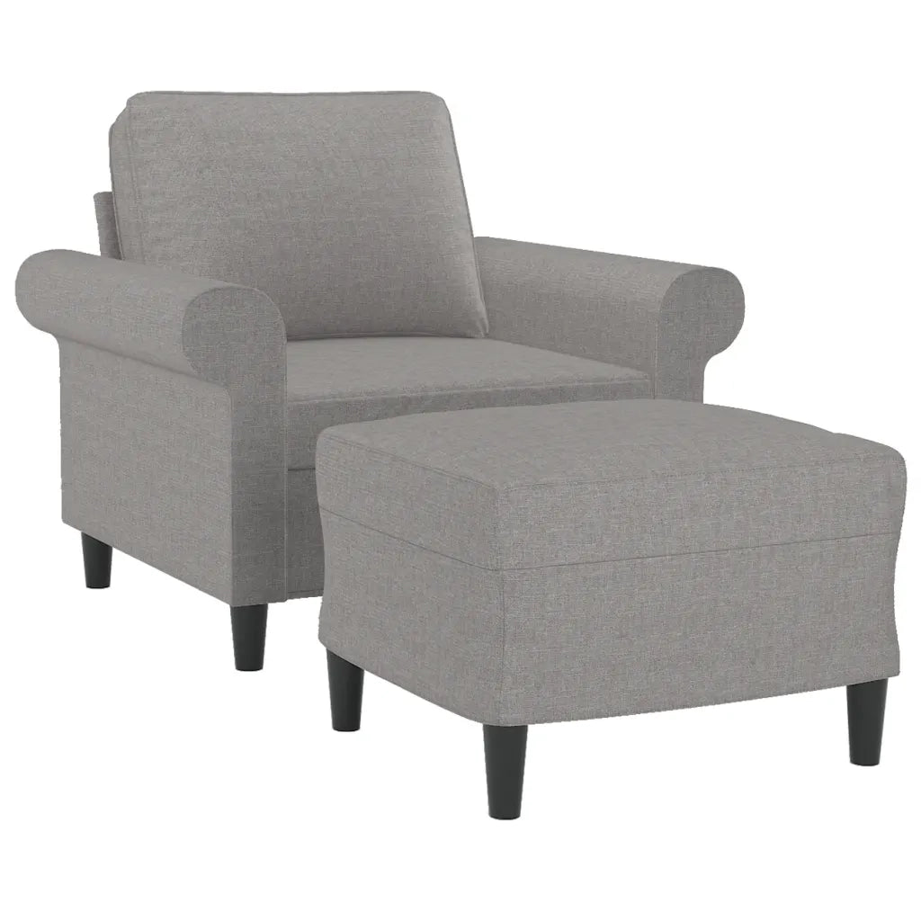 Poltrona con Poggiapiedi Grigio Chiaro 60 cm in Tessuto 3153643