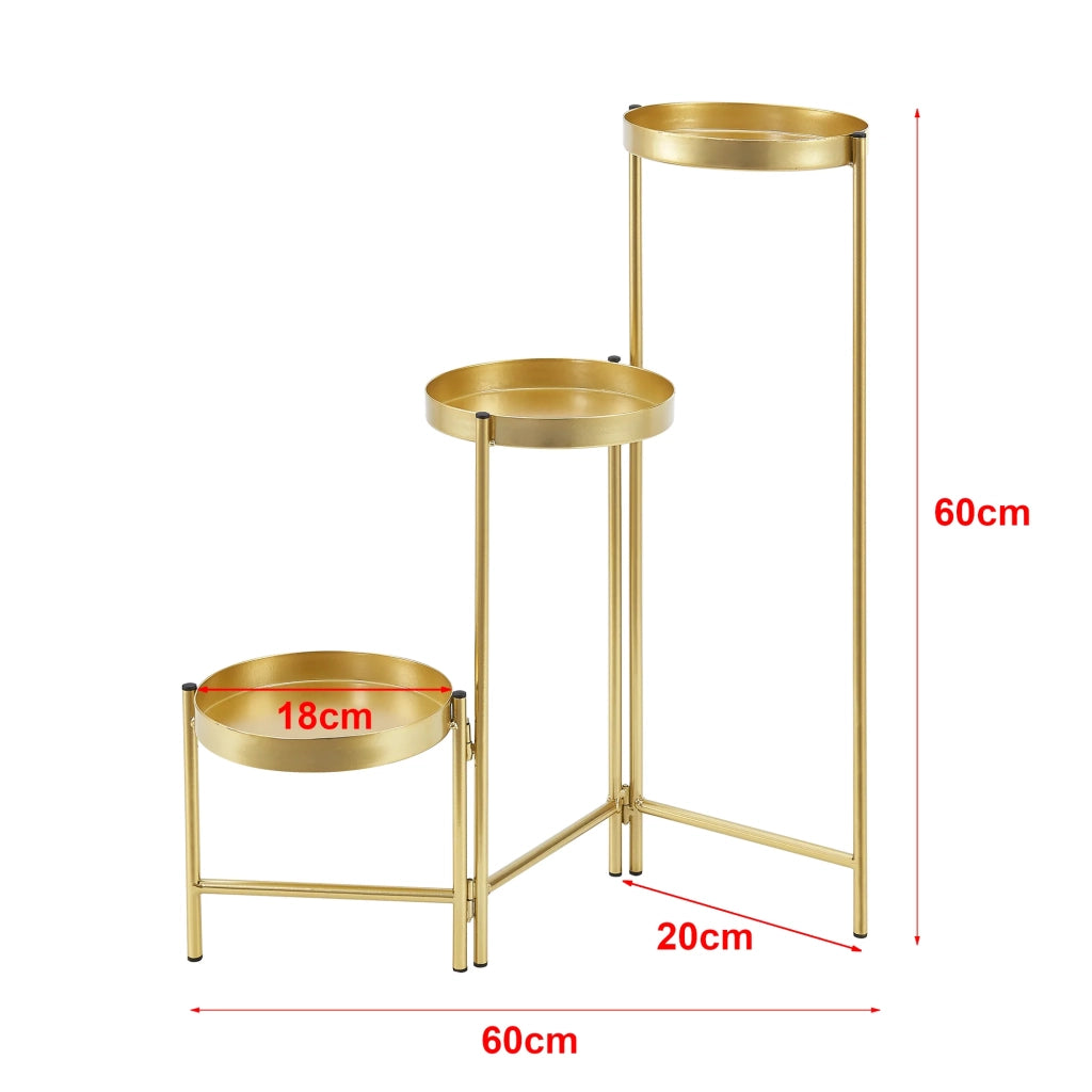 Supporto per piante (con 3 coprivasi) in metallo ottone 03_0007684